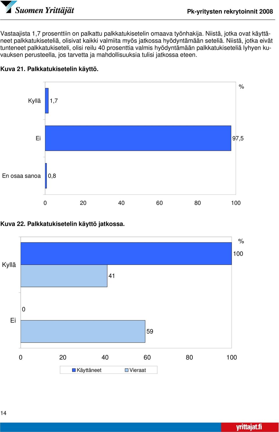 Niistä, jotka eivät tunteneet palkkatukiseteli, olisi reilu 4 prosenttia valmis hyödyntämään palkkatukiseteliä lyhyen kuvauksen perusteella,