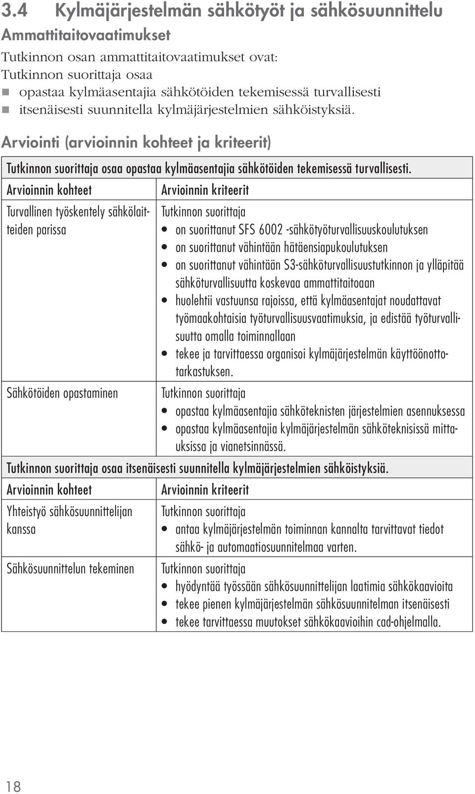 Turvallinen työskentely sähkölaitteiden parissa Sähkötöiden opastaminen on suorittanut SFS 6002 -sähkötyöturvallisuuskoulutuksen on suorittanut vähintään hätäensiapukoulutuksen on suorittanut