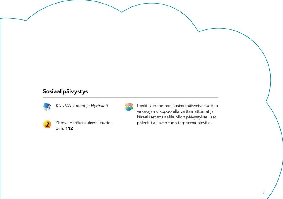 112 Keski-Uudenmaan sosiaalipäivystys tuottaa virka-ajan