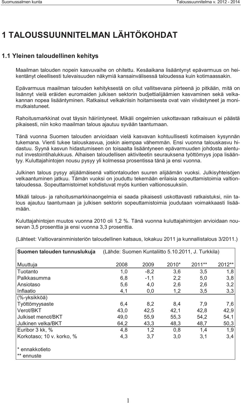 Epävarmuus maailman talouden kehityksestä on ollut vallitsevana piirteenä jo pitkään, mitä on lisännyt vielä eräiden euromaiden julkisen sektorin budjettialijäämien kasvaminen sekä velkakannan nopea