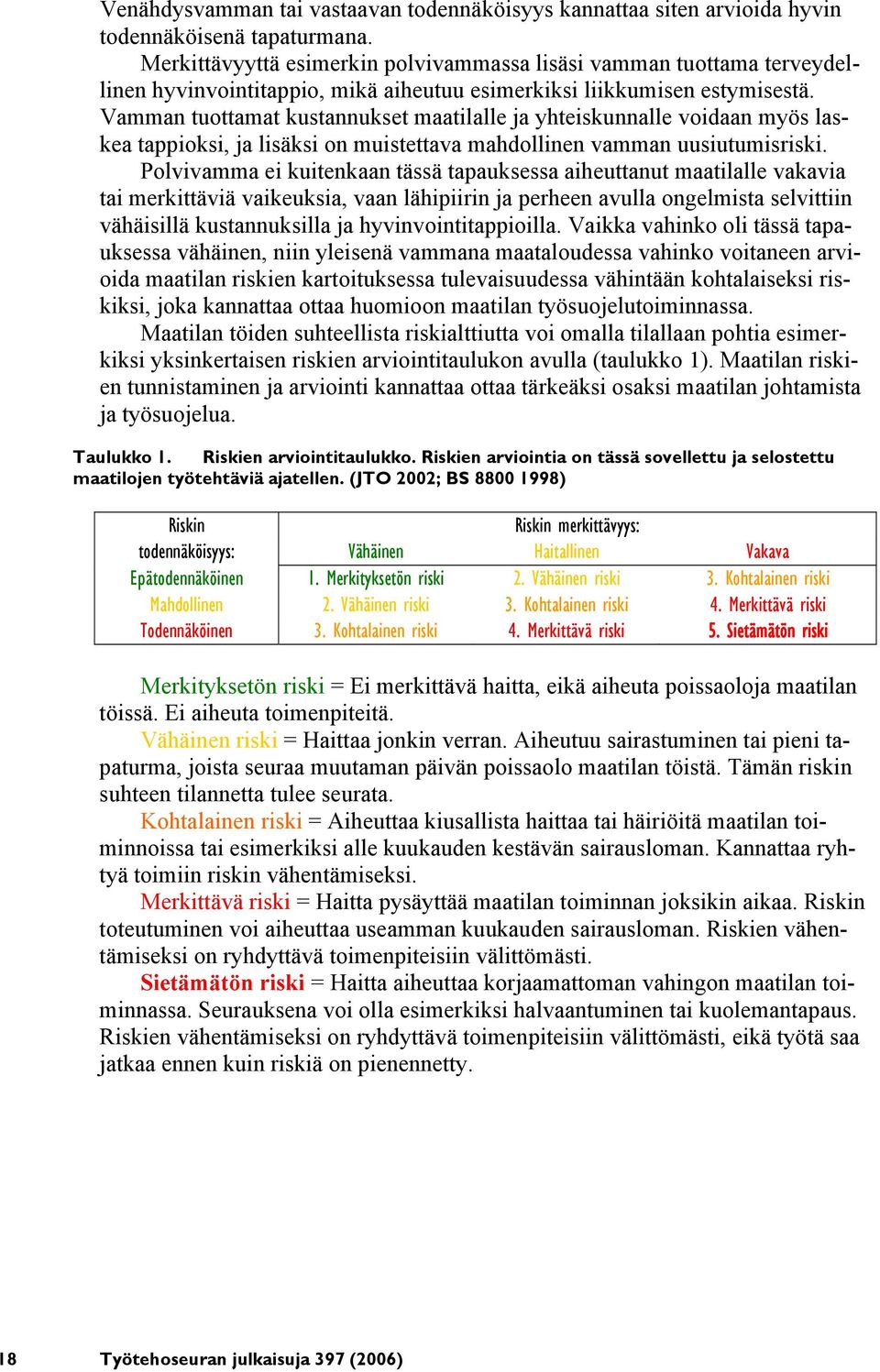 Vamman tuottamat kustannukset maatilalle ja yhteiskunnalle voidaan myös laskea tappioksi, ja lisäksi on muistettava mahdollinen vamman uusiutumisriski.