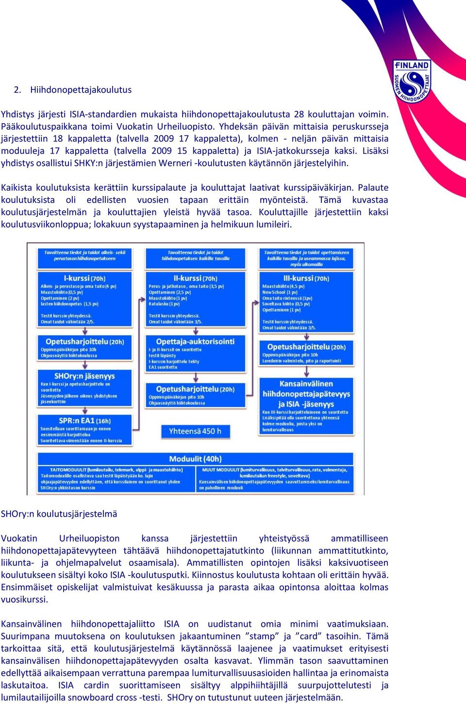 ISIA-jatkokursseja kaksi. Lisäksi yhdistys osallistui SHKY:n järjestämien Werneri -koulutusten käytännön järjestelyihin.