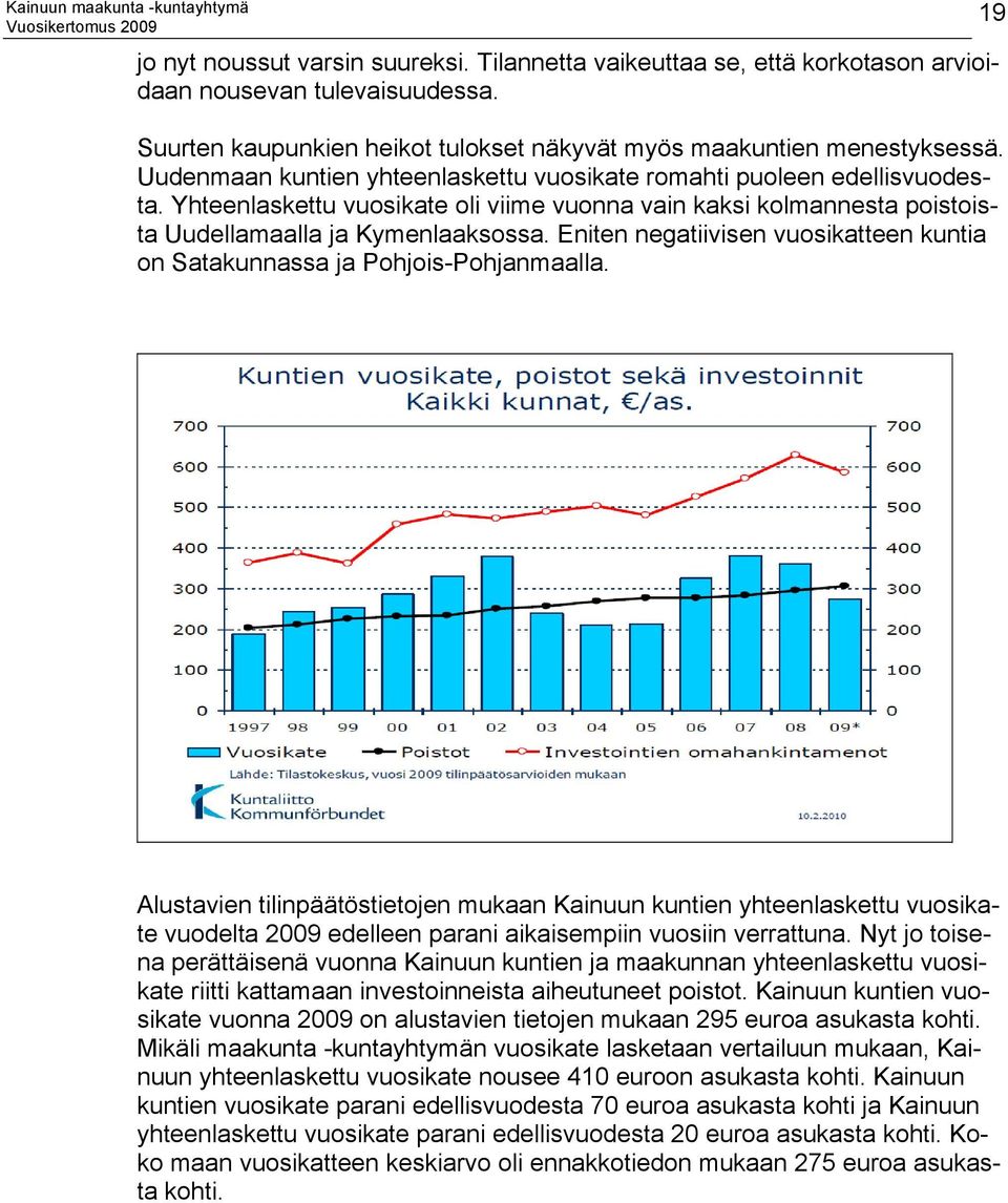 Eniten negatiivisen vuosikatteen kuntia on Satakunnassa ja Pohjois-Pohjanmaalla.