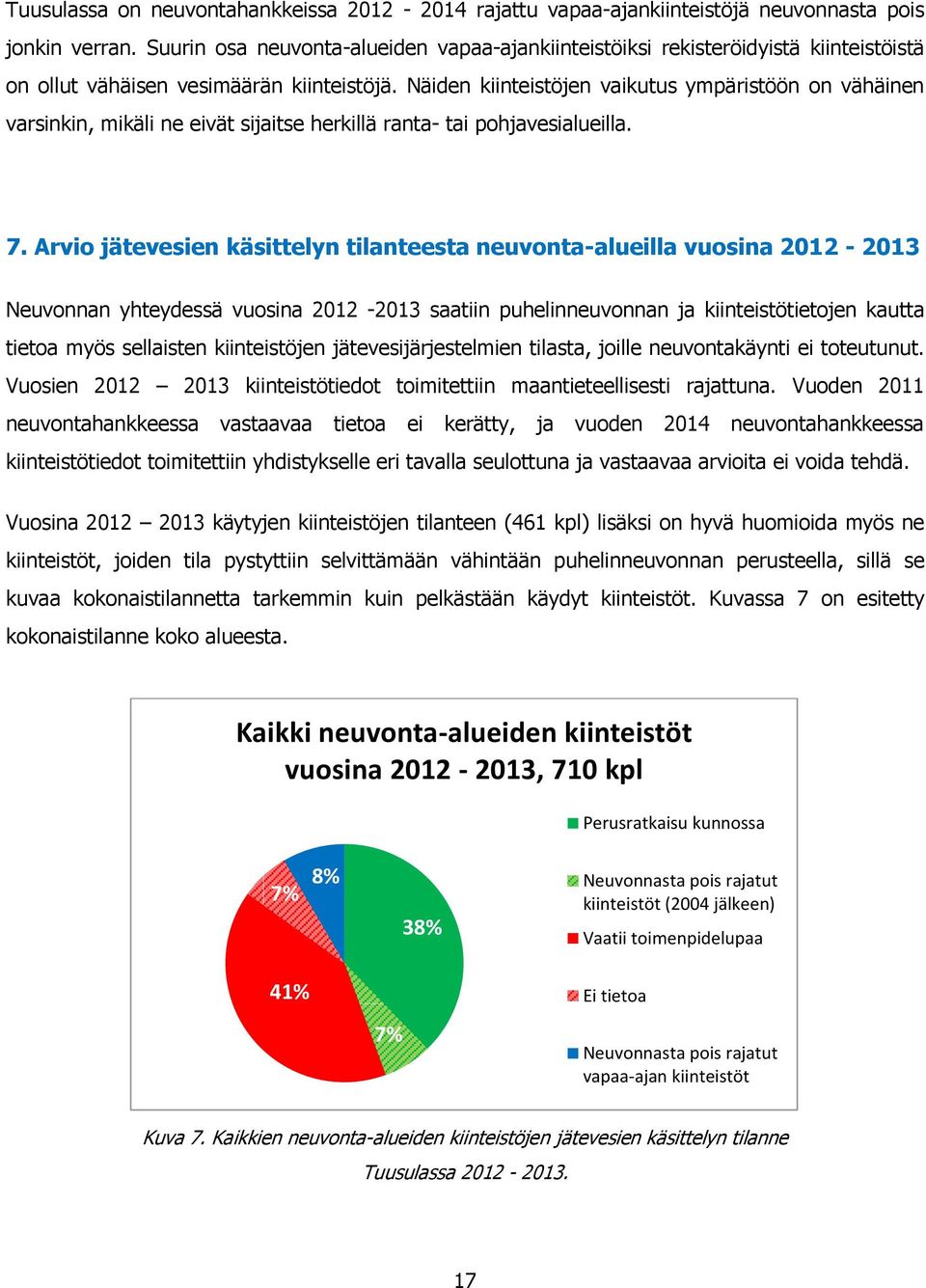 Näiden kiinteistöjen vaikutus ympäristöön on vähäinen varsinkin, mikäli ne eivät sijaitse herkillä ranta- tai pohjavesialueilla. 7.