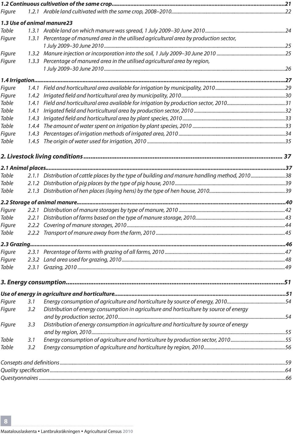 ..25 Figure 1.3.3 Percentage of manured area in the utilised agricultural area by region, 1 July 2009 30 June 2010...26 1.4 