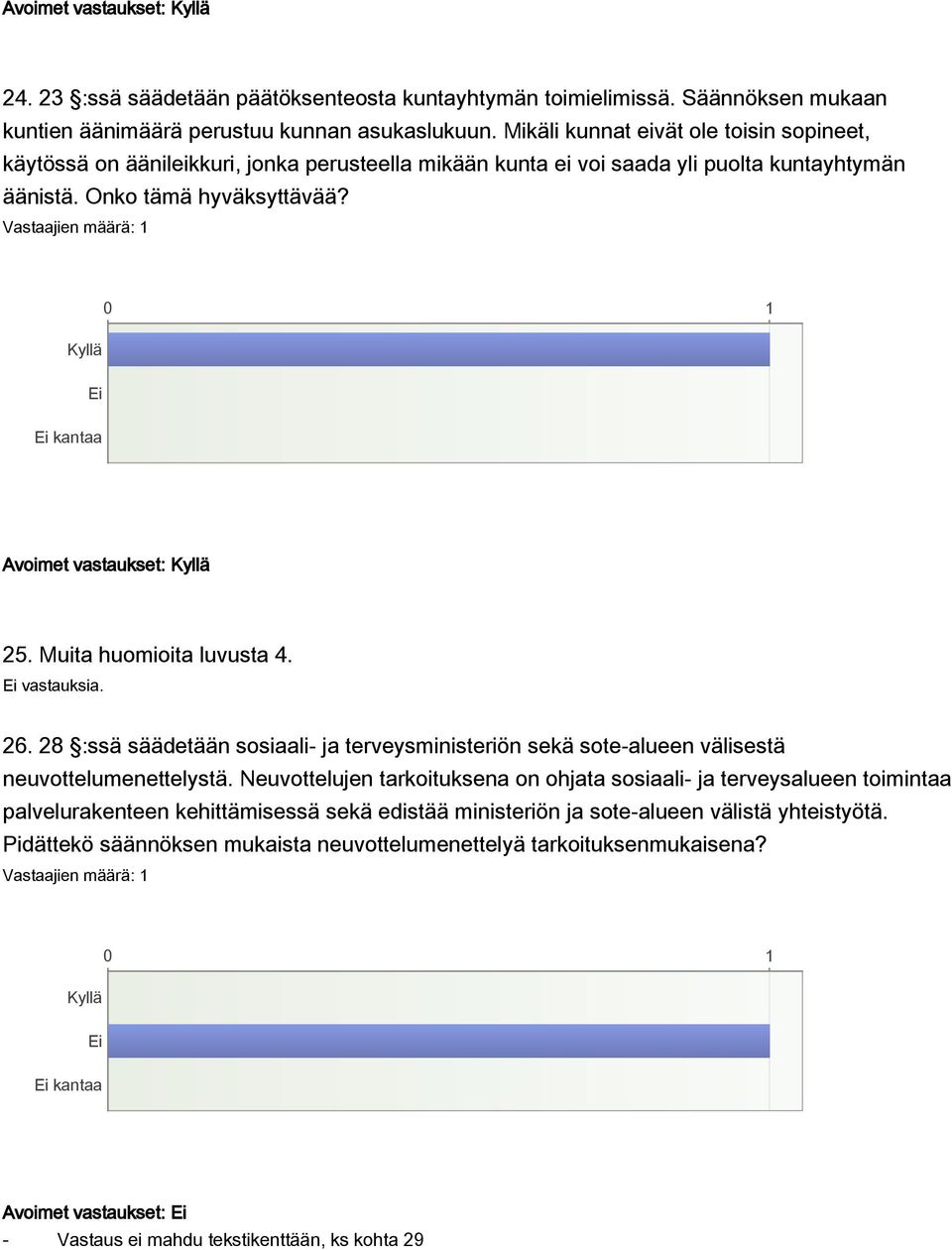 Muita huomioita luvusta 4. vastauksia. 26. 28 :ssä säädetään sosiaali- ja terveysministeriön sekä sote-alueen välisestä neuvottelumenettelystä.