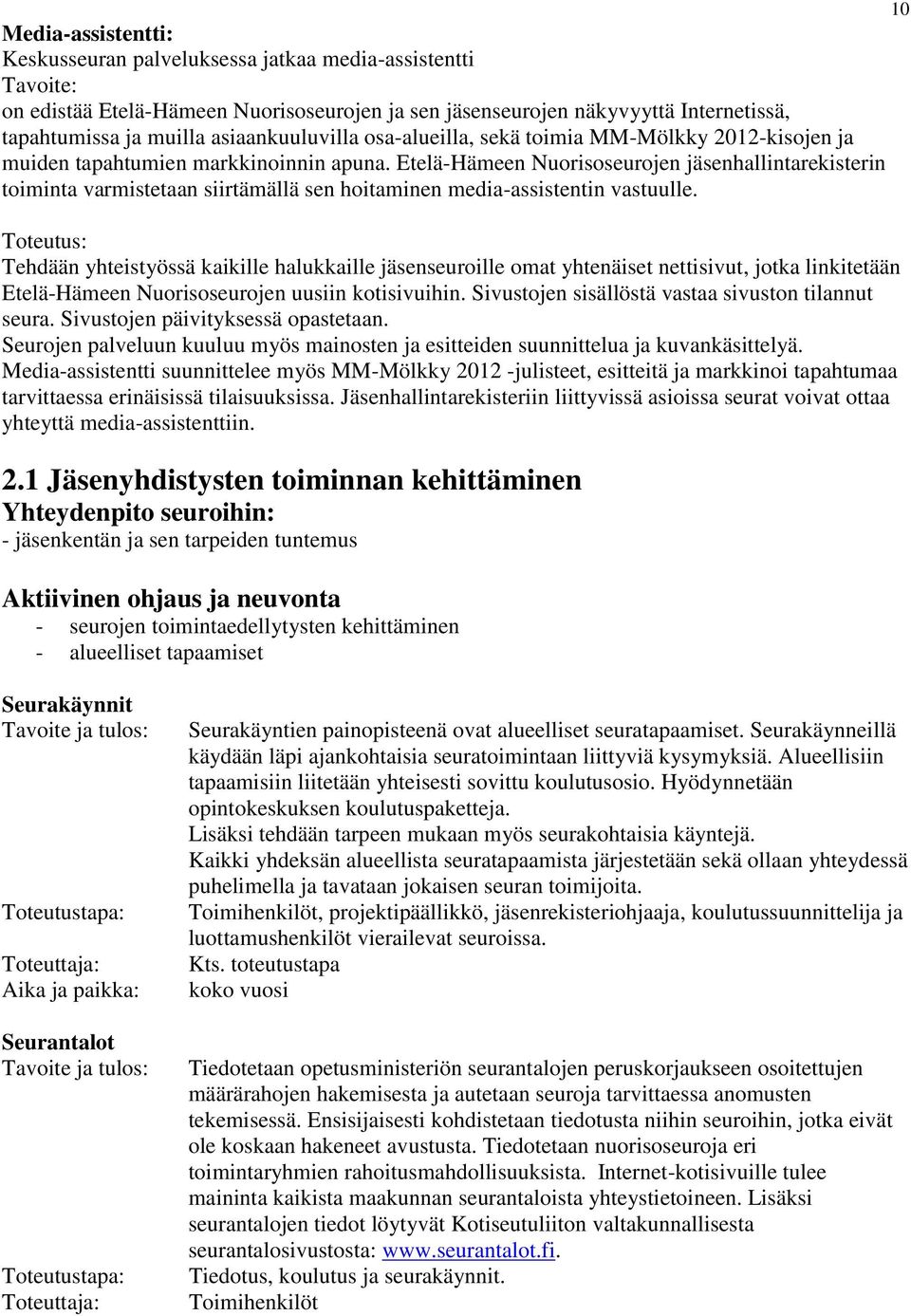 Etelä-Hämeen Nuorisoseurojen jäsenhallintarekisterin toiminta varmistetaan siirtämällä sen hoitaminen media-assistentin vastuulle.
