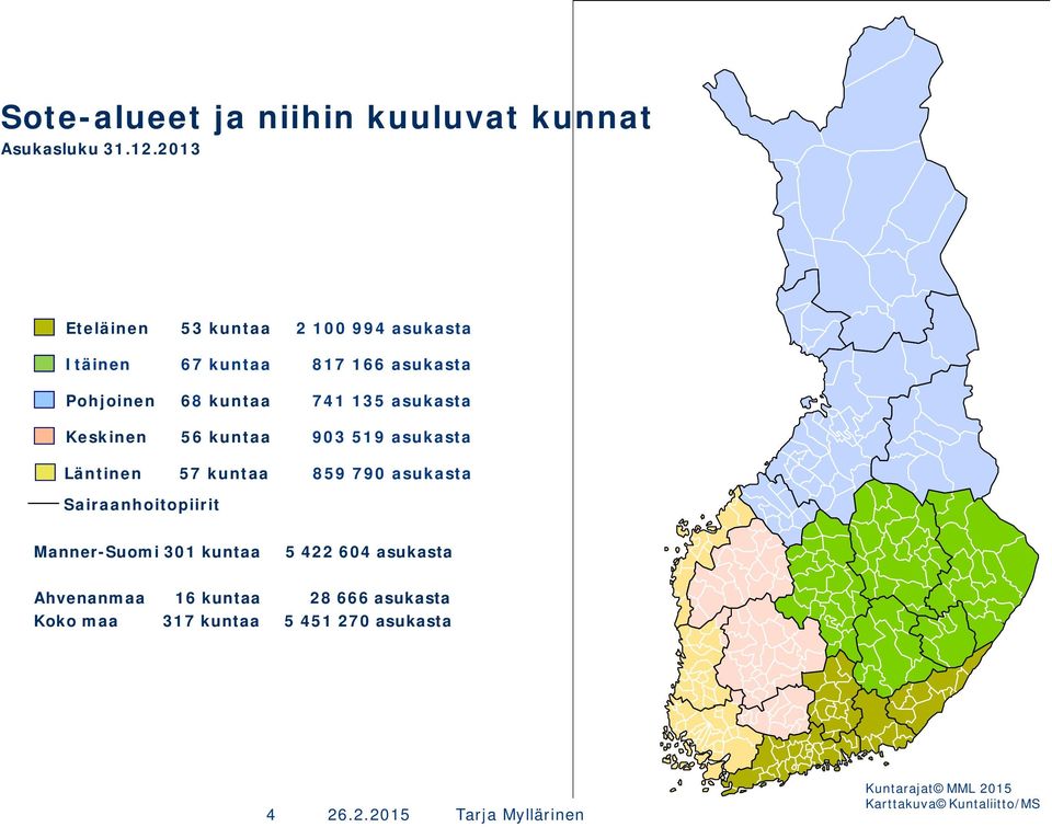 asukasta Keskinen 56 kuntaa 903 519 asukasta Läntinen 57 kuntaa 859 790 asukasta Sairaanhoitopiirit Manner-Suomi