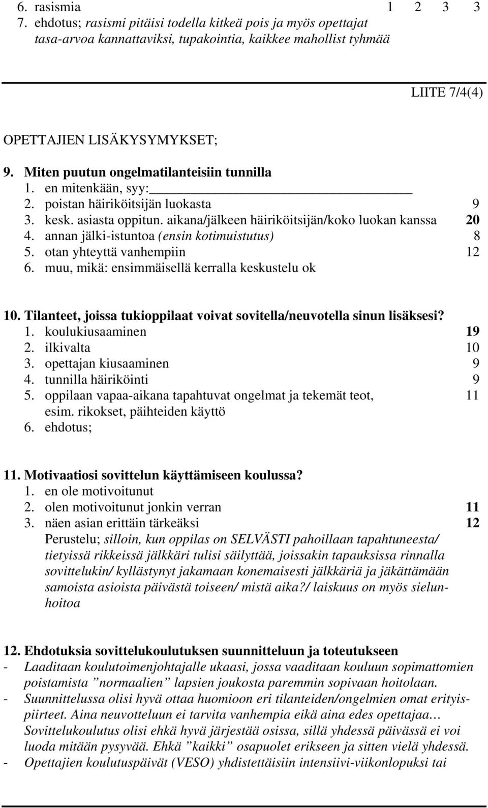 annan j älki-istuntoa (ensin kotimuistutus) 8 5. otan yhteyttä vanhempiin 12 6. muu, mikä: ensimmäisellä kerralla keskustelu ok 10.