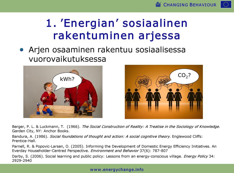 Social foundations of thought and action: A social cognitive theory. Englewood Cliffs: Prentice Hall. Parnell, R. & Popovic Larsen, O. (2005).