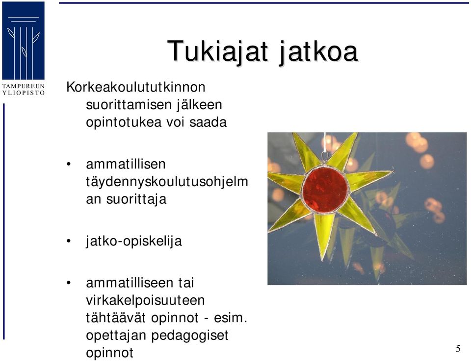 an suorittaja jatko opiskelija ammatilliseen tai