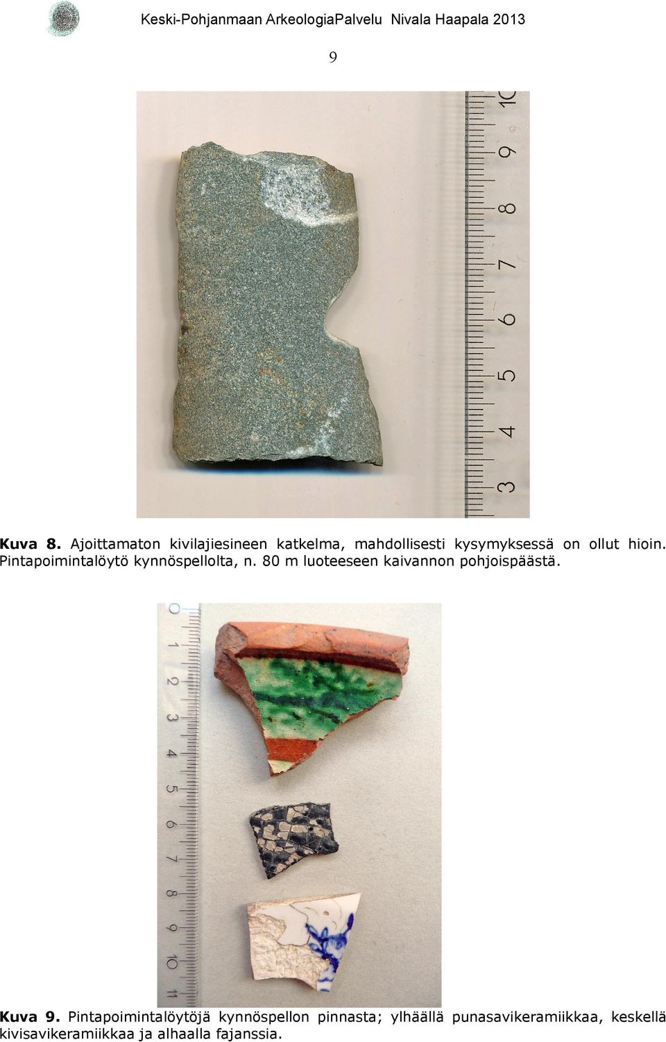 hioin. Pintapoimintalöytö kynnöspellolta, n.