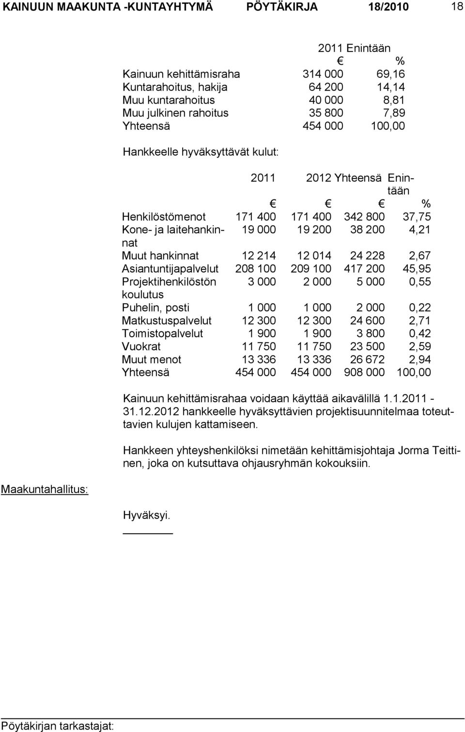 38 200 4,21 Muut hankinnat 12 214 12 014 24 228 2,67 Asiantuntijapalvelut 208 100 209 100 417 200 45,95 Projektihenkilöstön 3 000 2 000 5 000 0,55 koulutus Puhelin, posti 1 000 1 000 2 000 0,22