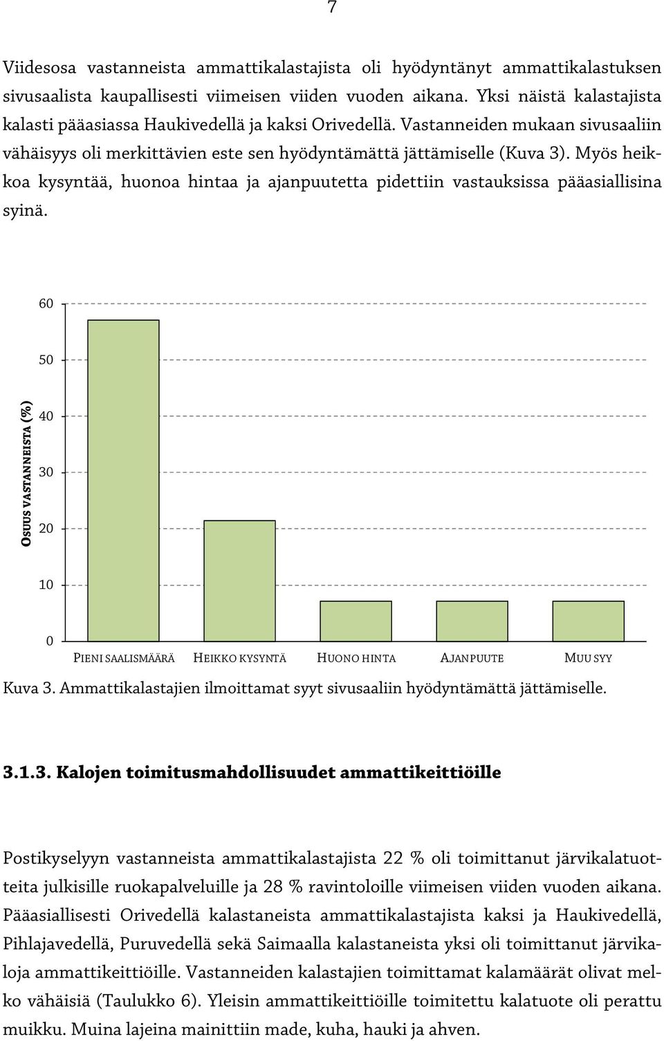 Myös heikkoa kysyntää, huonoa hintaa ja ajanpuutetta pidettiin vastauksissa pääasiallisina syinä.