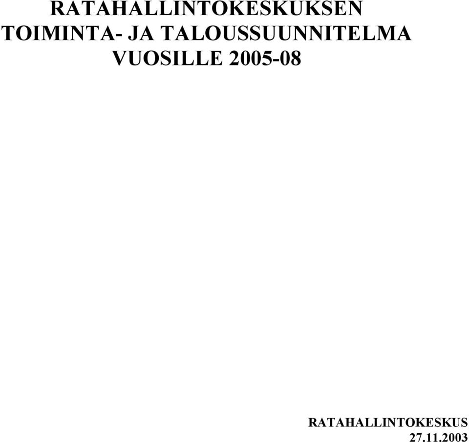 TALOUSSUUNNITELMA