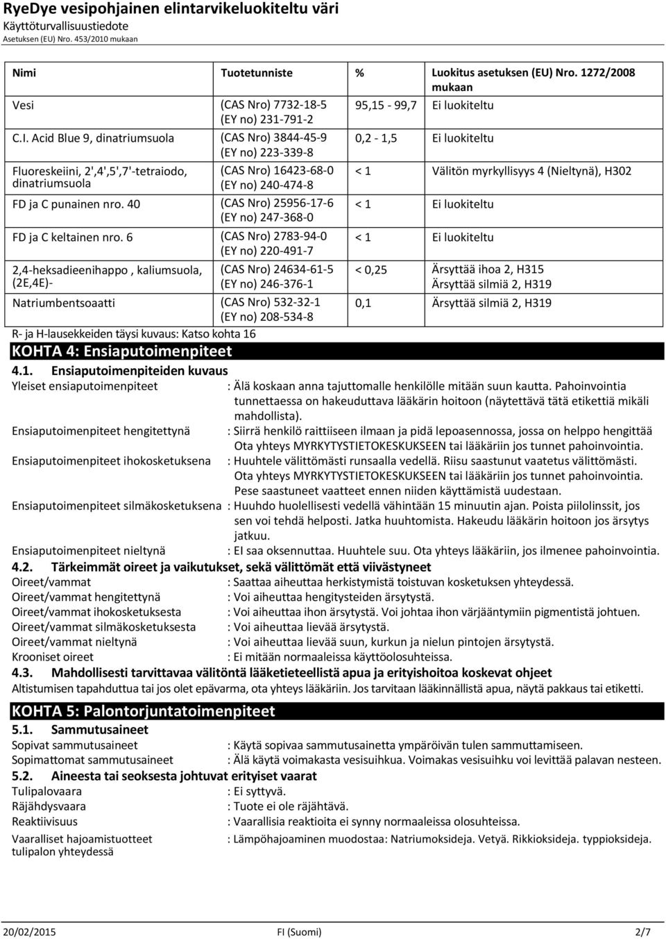 nro. 40 (CAS Nro) 25956-17-6 (EY no) 247-368-0 FD ja C keltainen nro.
