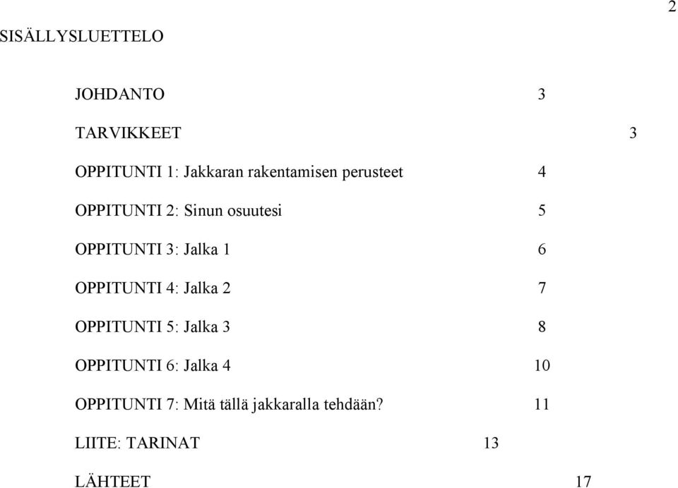 Jalka 1 6 OPPITUNTI 4: Jalka 2 7 OPPITUNTI 5: Jalka 3 8 OPPITUNTI 6: