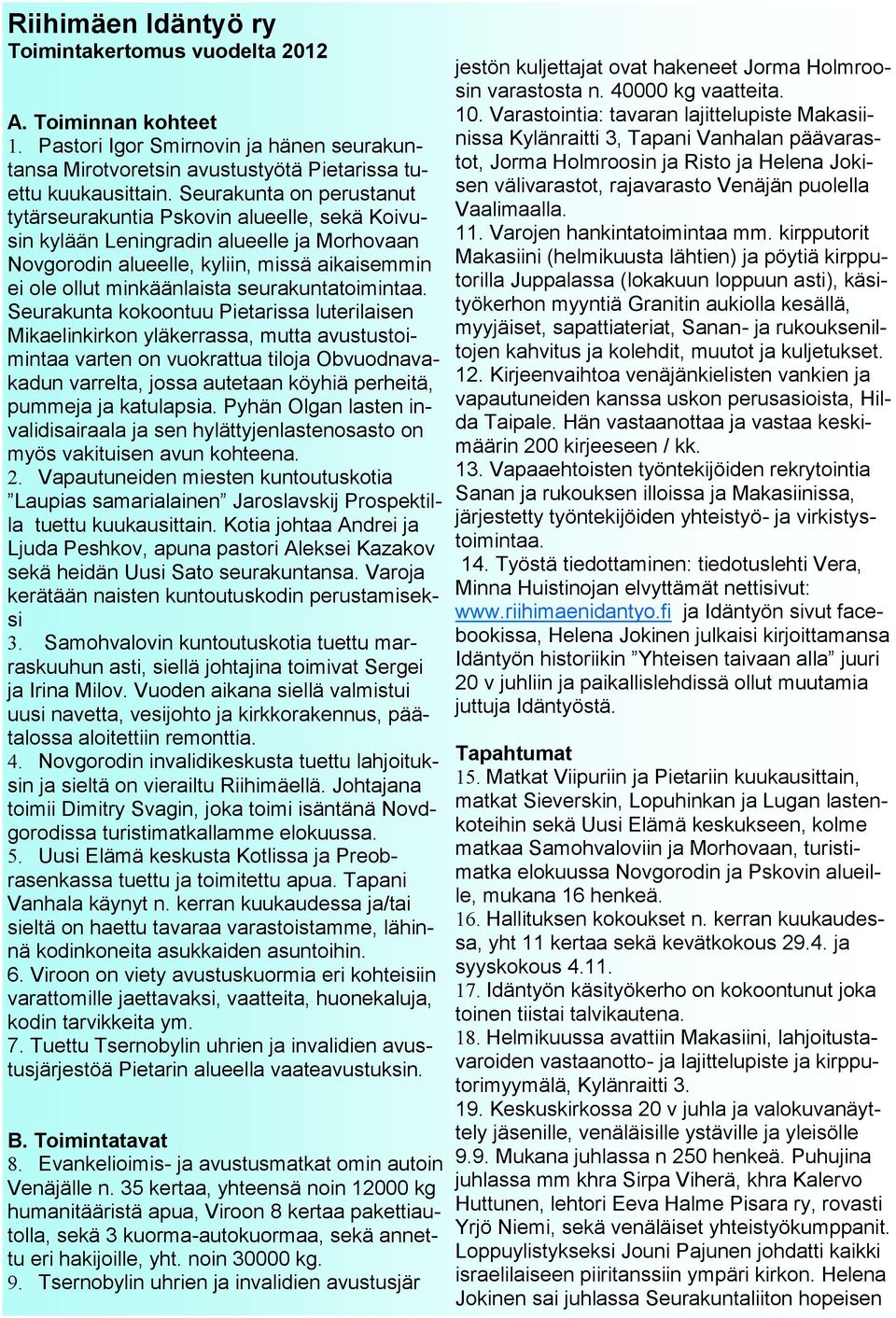 seurakuntatoimintaa.