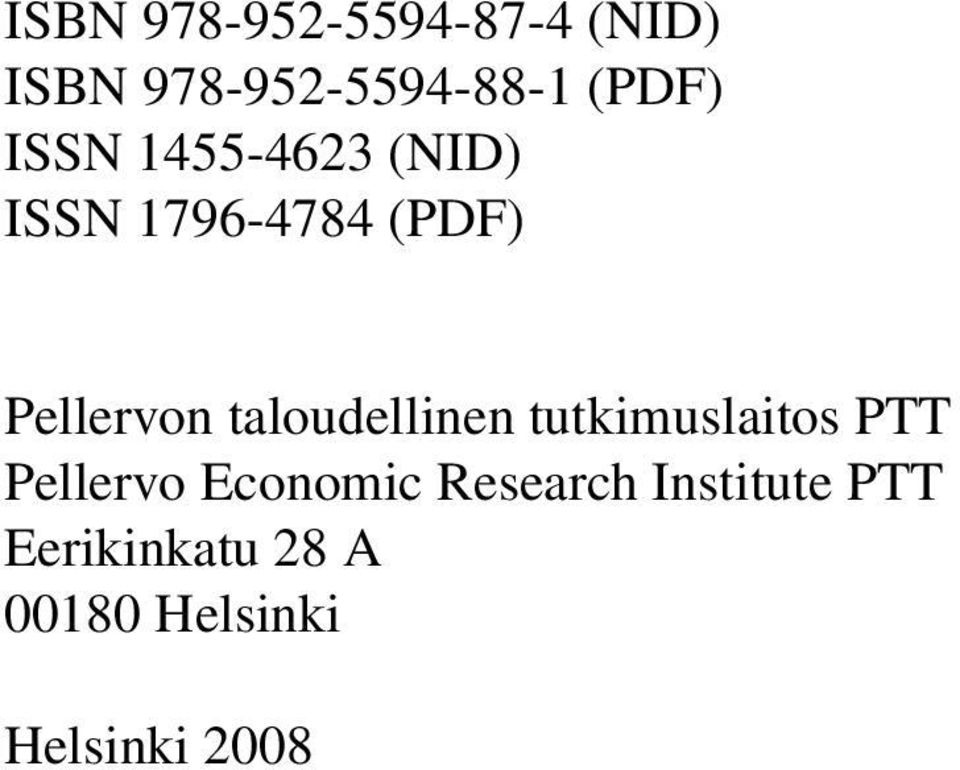 taloudellinen tutkimuslaitos PTT Pellervo Economic