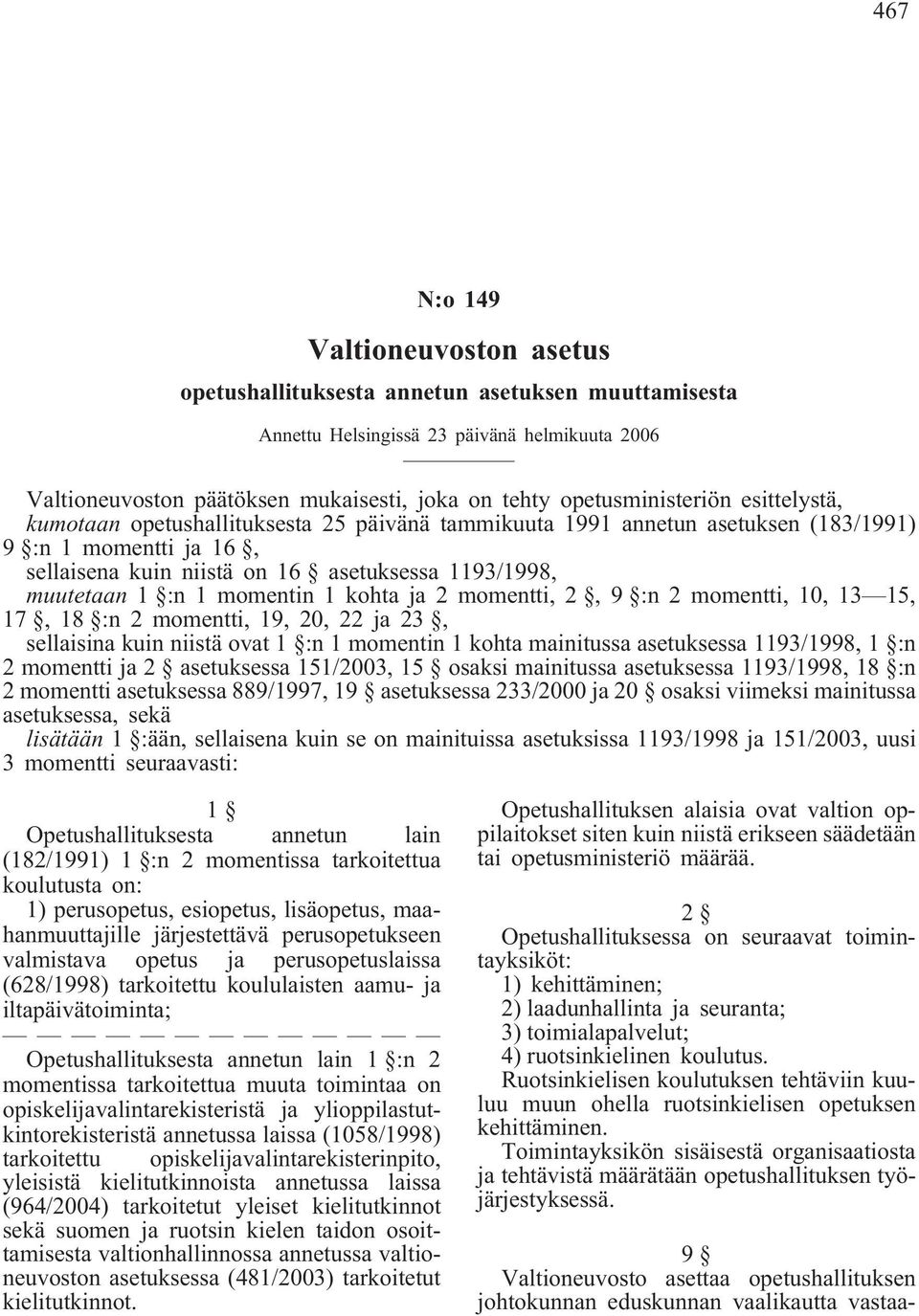 muutetaan 1 :n 1 momentin 1 kohta ja 2 momentti, 2, 9 :n 2 momentti, 10, 13 15, 17, 18 :n 2 momentti, 19, 20, 22 ja 23, sellaisina kuin niistä ovat 1 :n 1 momentin 1 kohta mainitussa asetuksessa