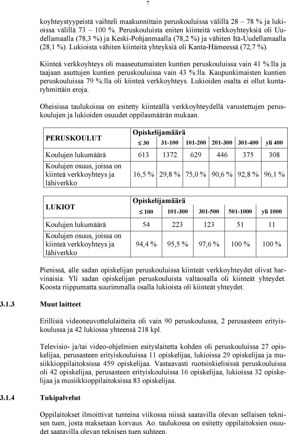 Lukioista vähiten kiinteitä yhteyksiä oli Kanta-Hämeessä (72,7 %).