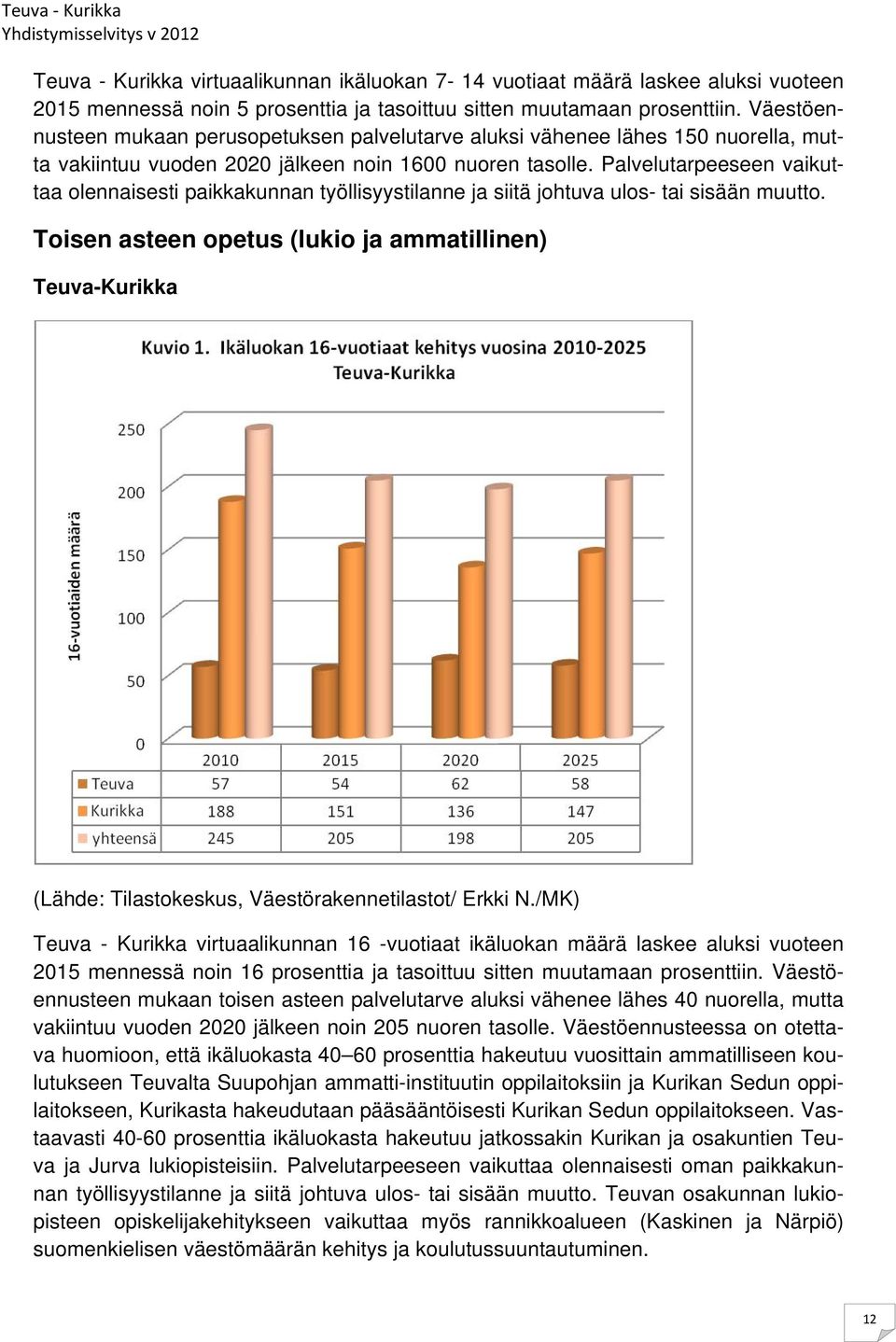 Palvelutarpeeseen vaikuttaa olennaisesti paikkakunnan työllisyystilanne ja siitä johtuva ulos- tai sisään muutto.