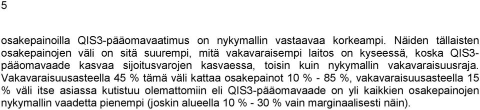 sijoitusvarojen kasvaessa, toisin kuin nykymallin vakavaraisuusraja.