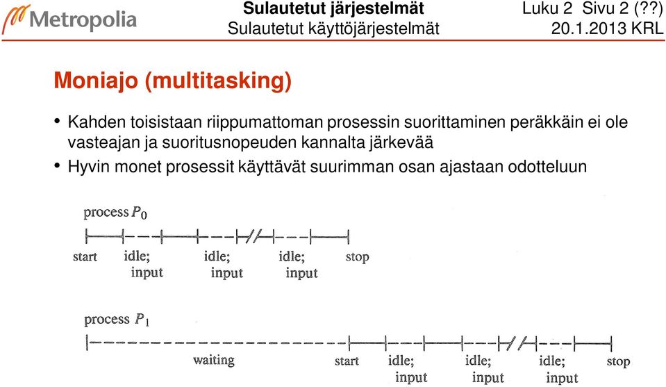 prosessin suorittaminen peräkkäin ei ole vasteajan ja