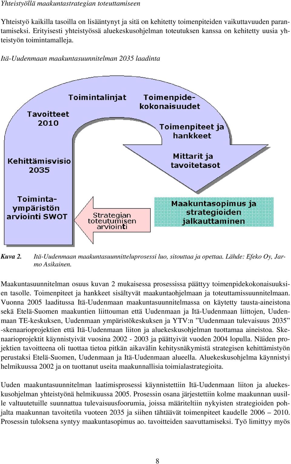 Itä-Uudenmaan maakuntasuunnitteluprosessi luo, sitouttaa ja opettaa. Lähde: Efeko Oy, Jarmo Asikainen.