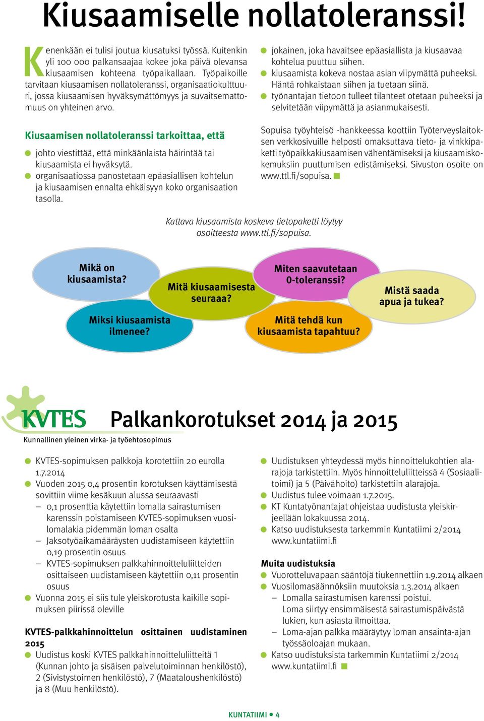 jokainen, joka havaitsee epäasiallista ja kiusaavaa kohtelua puuttuu siihen. kiusaamista kokeva nostaa asian viipymättä puheeksi. Häntä rohkaistaan siihen ja tuetaan siinä.