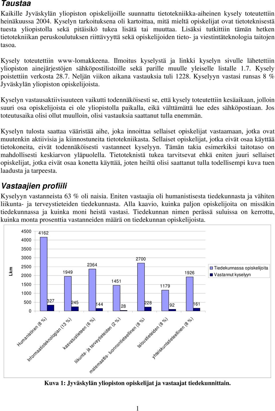 Lisäksi tutkittiin tämän hetken tietotekniikan peruskoulutuksen riittävyyttä sekä opiskelijoiden tieto- ja viestintäteknologia taitojen tasoa. Kysely toteutettiin www-lomakkeena.