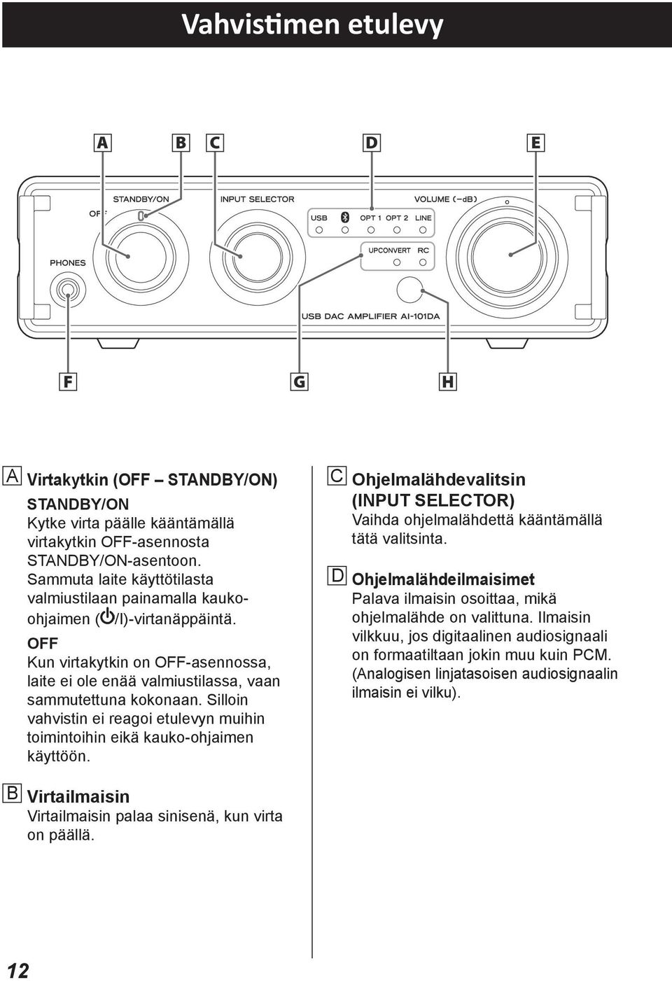 control standby/on OFF ( ) button to put unit into standby.