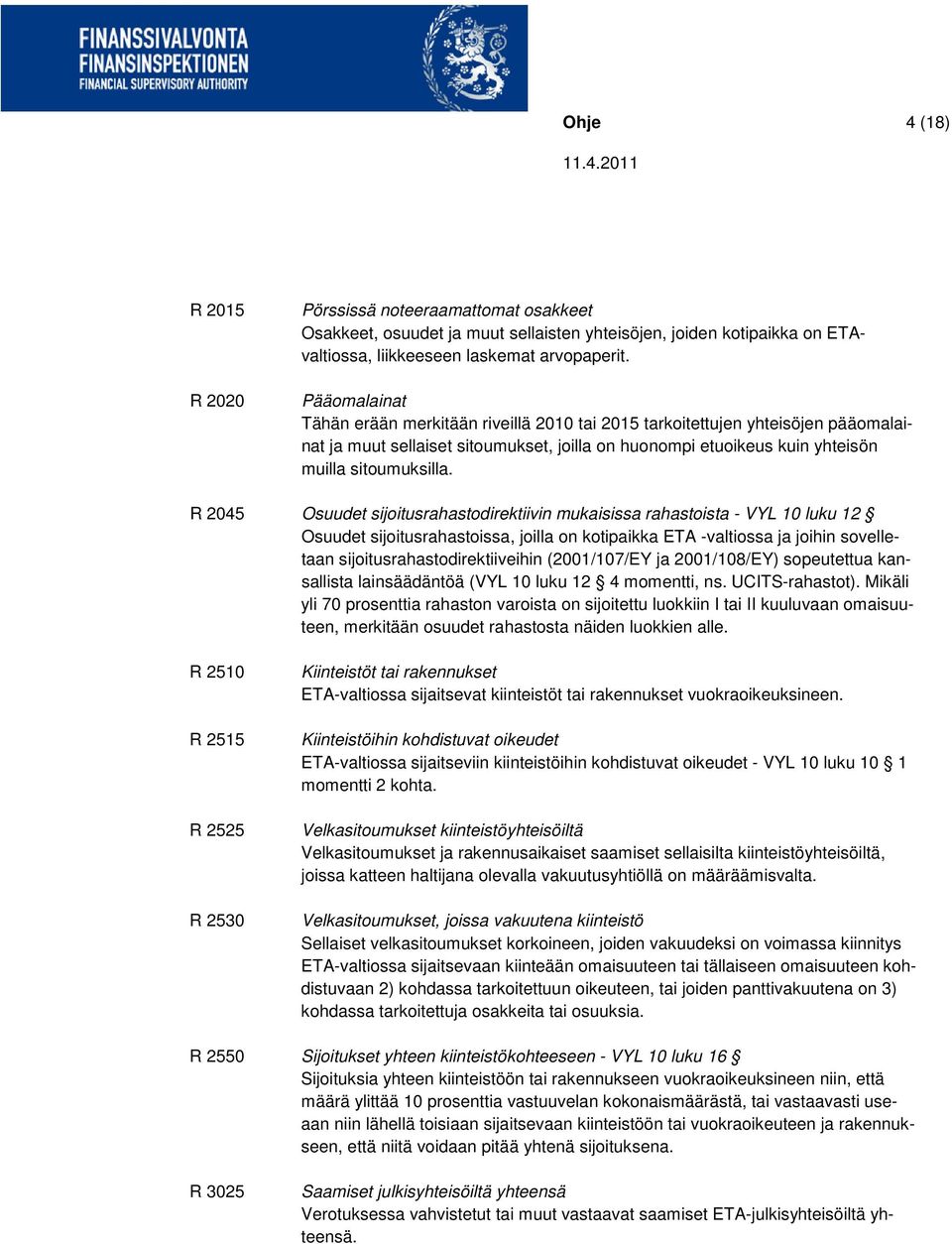 R 2045 Osuudet sijoitusrahastodirektiivin mukaisissa rahastoista - VYL 10 luku 12 Osuudet sijoitusrahastoissa, joilla on kotipaikka ETA -valtiossa ja joihin sovelletaan sijoitusrahastodirektiiveihin