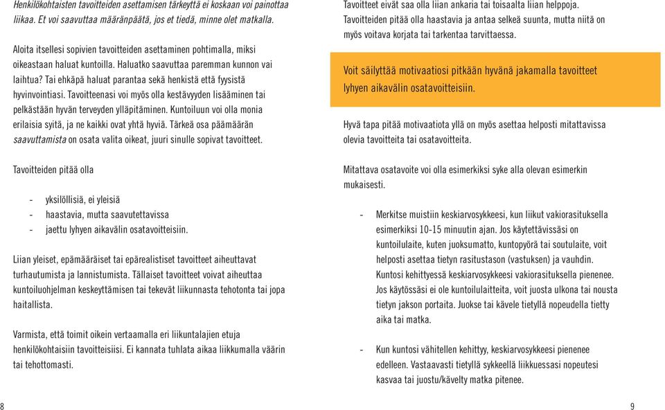 Tai ehkäpä haluat parantaa sekä henkistä että fyysistä hyvinvointiasi. Tavoitteenasi voi myös olla kestävyyden lisääminen tai pelkästään hyvän terveyden ylläpitäminen.