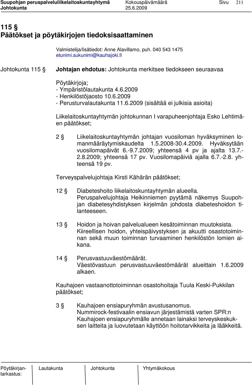 2009 - Henkilöstöjaosto 10.6.