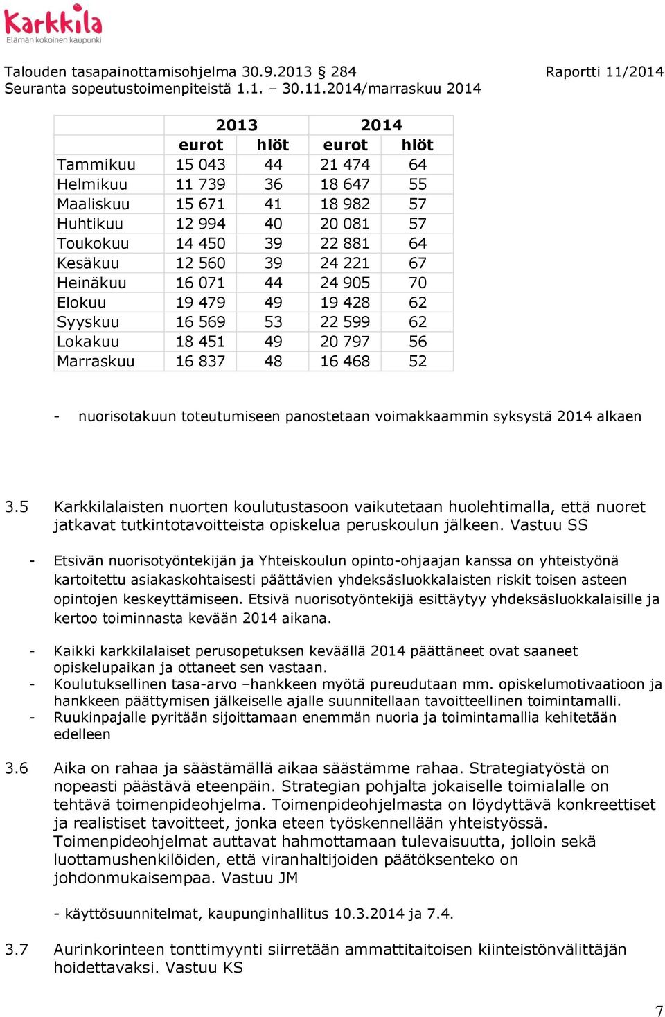 voimakkaammin syksystä 2014 alkaen 3.5 Karkkilalaisten nuorten koulutustasoon vaikutetaan huolehtimalla, että nuoret jatkavat tutkintotavoitteista opiskelua peruskoulun jälkeen.