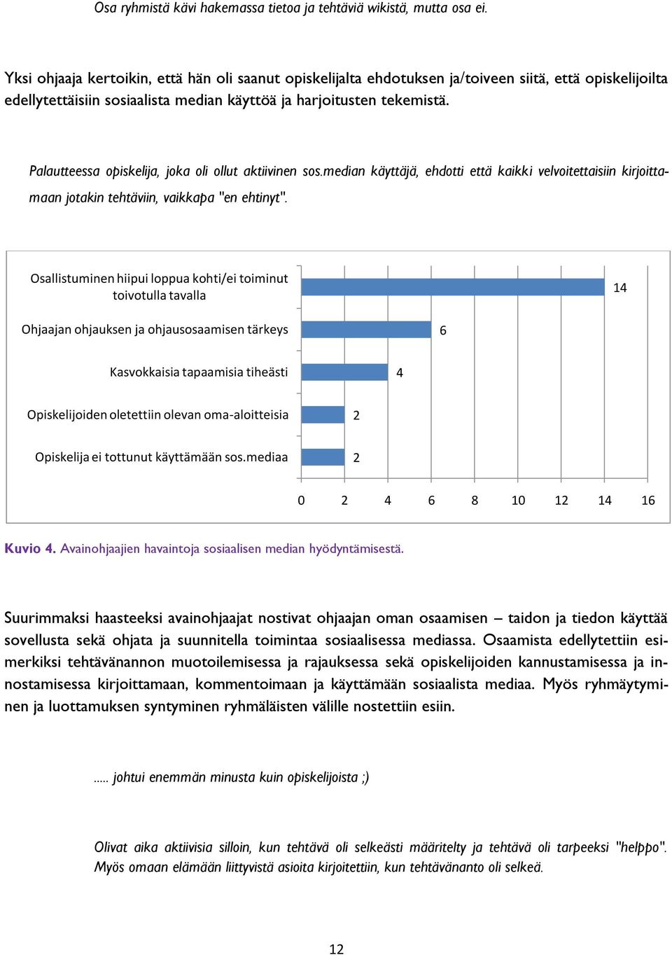 Palautteessa opiskelija, joka oli ollut aktiivinen sos.median käyttäjä, ehdotti että kaikki velvoitettaisiin kirjoittamaan jotakin tehtäviin, vaikkapa "en ehtinyt".