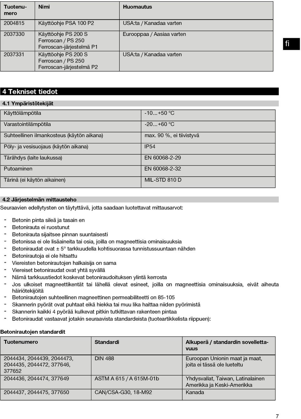 1 Ympäristötekijät Käyttölämpötila -10 +50 C Varastointilämpötila -20 +60 C Suhteellinen ilmankosteus (käytön aikana) Pöly- ja vesisuojaus (käytön aikana) max.