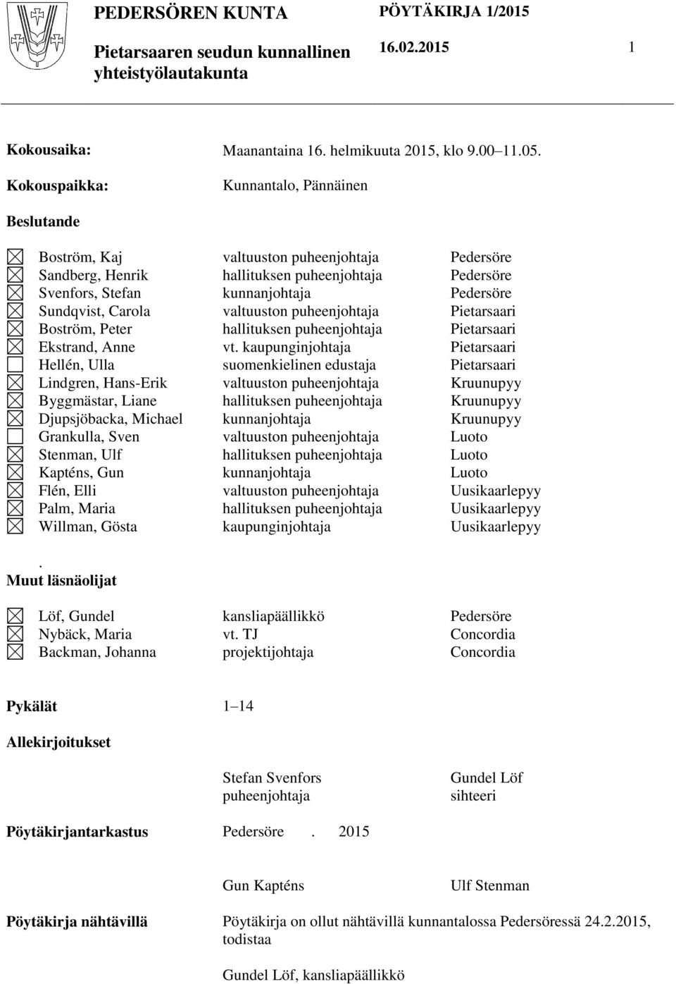 Michael Grankulla, Sven Stenman, Ulf Kapténs, Gun Flén, Elli Palm, Maria Willman, Gösta.