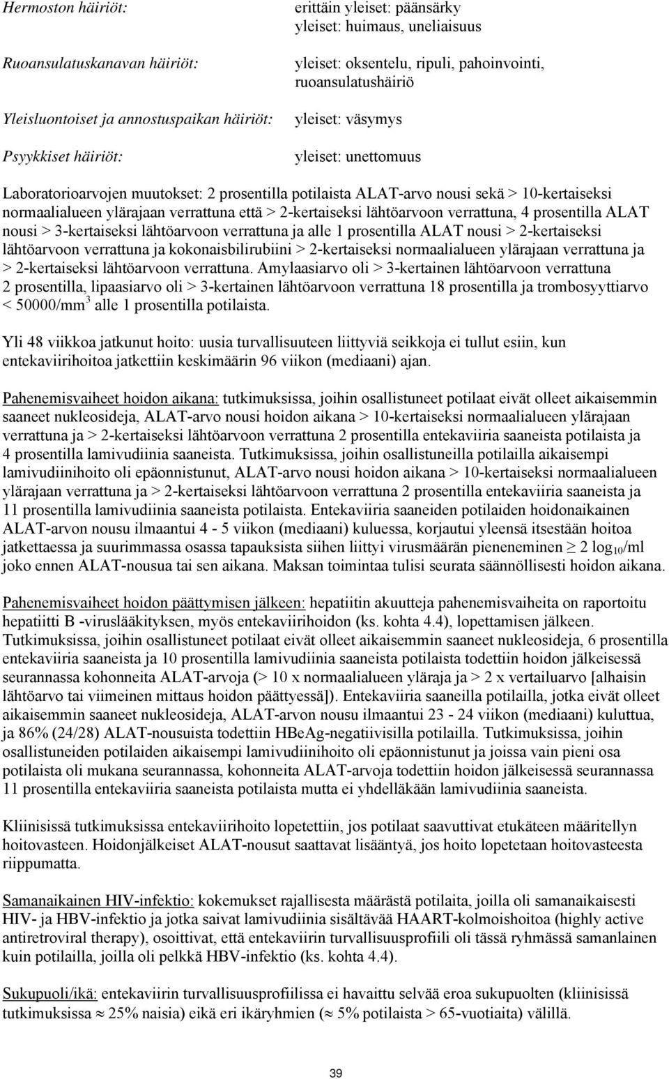 että > 2-kertaiseksi lähtöarvoon verrattuna, 4 prosentilla ALAT nousi > 3-kertaiseksi lähtöarvoon verrattuna ja alle 1 prosentilla ALAT nousi > 2-kertaiseksi lähtöarvoon verrattuna ja