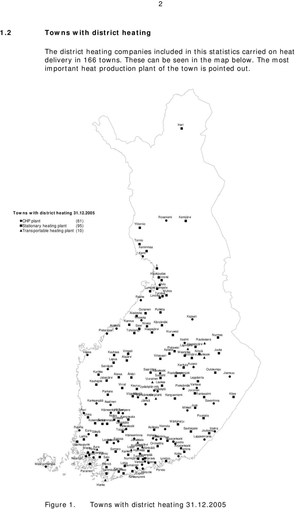 2005 CHP plant (61) Stationary heating plant (95) Transportable heating plant (10) Ylitornio Rovaniemi Kemijärvi Tornio Keminmaa Kemi Ii Haukipudas Kiiminki Oulu Lumijoki Kempele Tyrnävä Muhos Raahe