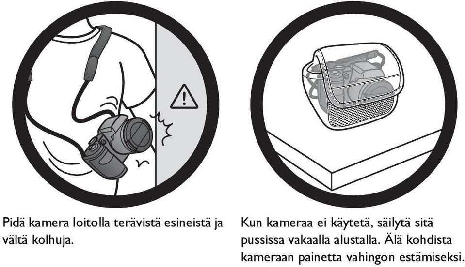 Kun kameraa ei käytetä, säilytä sitä