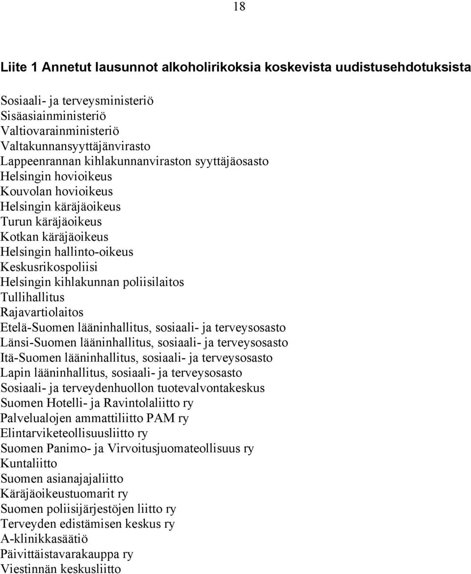 kihlakunnan poliisilaitos Tullihallitus Rajavartiolaitos Etelä-Suomen lääninhallitus, sosiaali- ja terveysosasto Länsi-Suomen lääninhallitus, sosiaali- ja terveysosasto Itä-Suomen lääninhallitus,