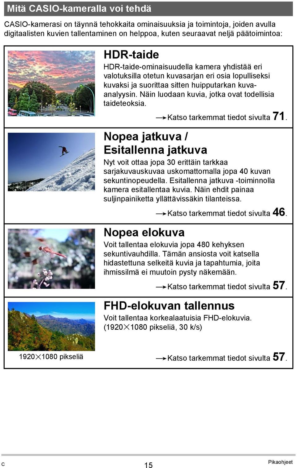 Näin luodaan kuvia, jotka ovat todellisia taideteoksia. *Katso tarkemmat tiedot sivulta 71.