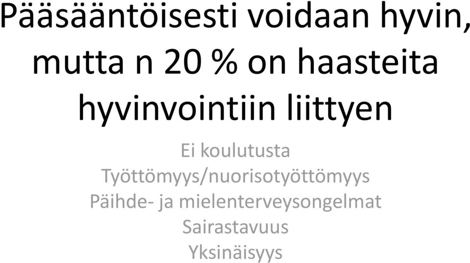 koulutusta Työttömyys/nuorisotyöttömyys