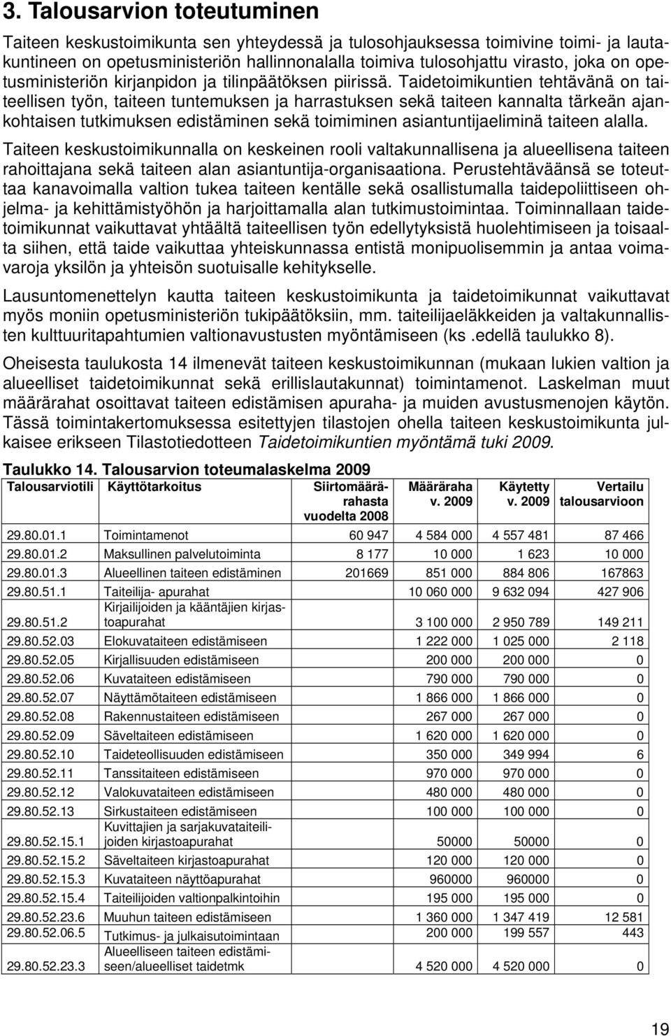 Taidetoimikuntien tehtävänä on taiteellisen työn, taiteen tuntemuksen ja harrastuksen sekä taiteen kannalta tärkeän ajankohtaisen tutkimuksen edistäminen sekä toimiminen asiantuntijaeliminä taiteen