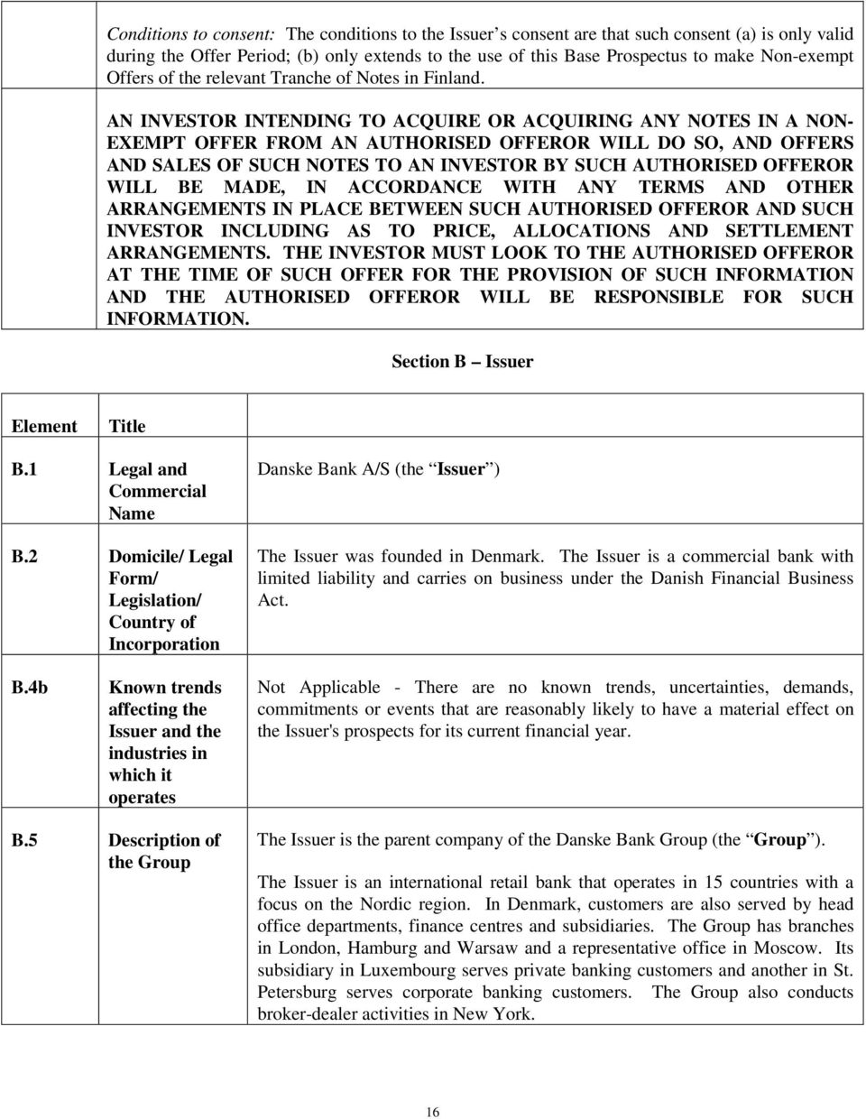 AN INVESTOR INTENDING TO ACQUIRE OR ACQUIRING ANY NOTES IN A NON- EXEMPT OFFER FROM AN AUTHORISED OFFEROR WILL DO SO, AND OFFERS AND SALES OF SUCH NOTES TO AN INVESTOR BY SUCH AUTHORISED OFFEROR WILL