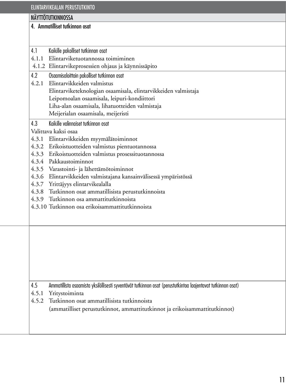 osaamisala, lihatuotteiden valmistaja Meijerialan osaamisala, meijeristi 4.3 Kaikille valinnaiset tutkinnon osat Valittava kaksi osaa 4.3.1 Elintarvikkeiden myymälätoiminnot 4.3.2 Erikoistuotteiden valmistus pientuotannossa 4.