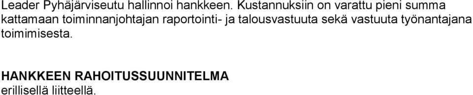 toiminnanjohtajan raportointi- ja talousvastuuta sekä