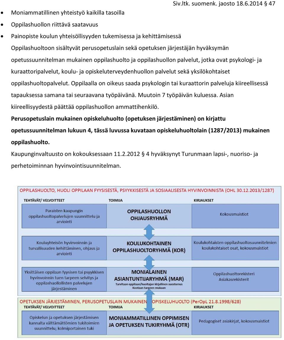 yksilökohtaiset oppilashuoltopalvelut. Oppilaalla on oikeus saada psykologin tai kuraattorin palveluja kiireellisessä tapauksessa samana tai seuraavana työpäivänä. Muutoin 7 työpäivän kuluessa.